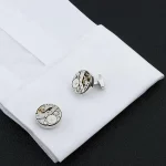 Copper Silver Plate Cufflinks Mechanical Watch Style Cufflink