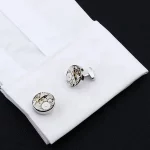 Copper Silver Plate Cufflinks Mechanical Watch Style Cufflink