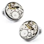 Copper Silver Plate Cufflinks Mechanical Watch Style Cufflink