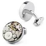 Copper Silver Plate Cufflinks Mechanical Watch Style Cufflink