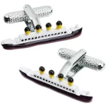 High Quality Enamel Brass Silver Cufflinks Luxury Yacht Shape Jewelry Accessories for Men Gift Cuff Links Buttons