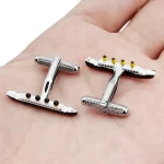 High Quality Enamel Brass Silver Cufflinks Luxury Yacht Shape Jewelry Accessories for Men Gift Cuff Links Buttons