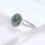 High Quality Trendy Women Rings Copper Inlaid White Green Zircon Silver Plated