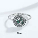 High Quality Trendy Women Rings Copper Inlaid White Green Zircon Silver Plated 3