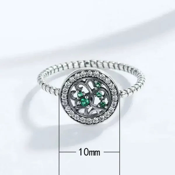 High Quality Trendy Women Rings Copper Inlaid White Green Zircon Silver Plated 3