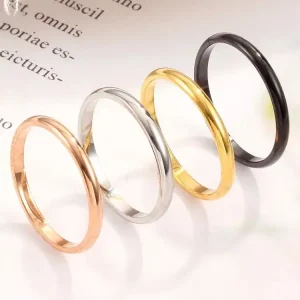 Wholesale Titanium Black Rose Gold Simple Blank Carving Logo Name Rings for Girls Unisex