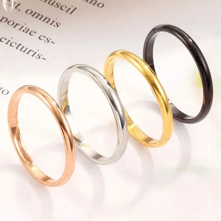 Wholesale Titanium Black Rose Gold Simple Blank Carving Logo Name Rings for Girls Unisex 33