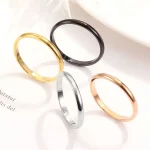 Wholesale Titanium Black Rose Gold Simple Blank Carving Logo Name Rings for Girls Unisex