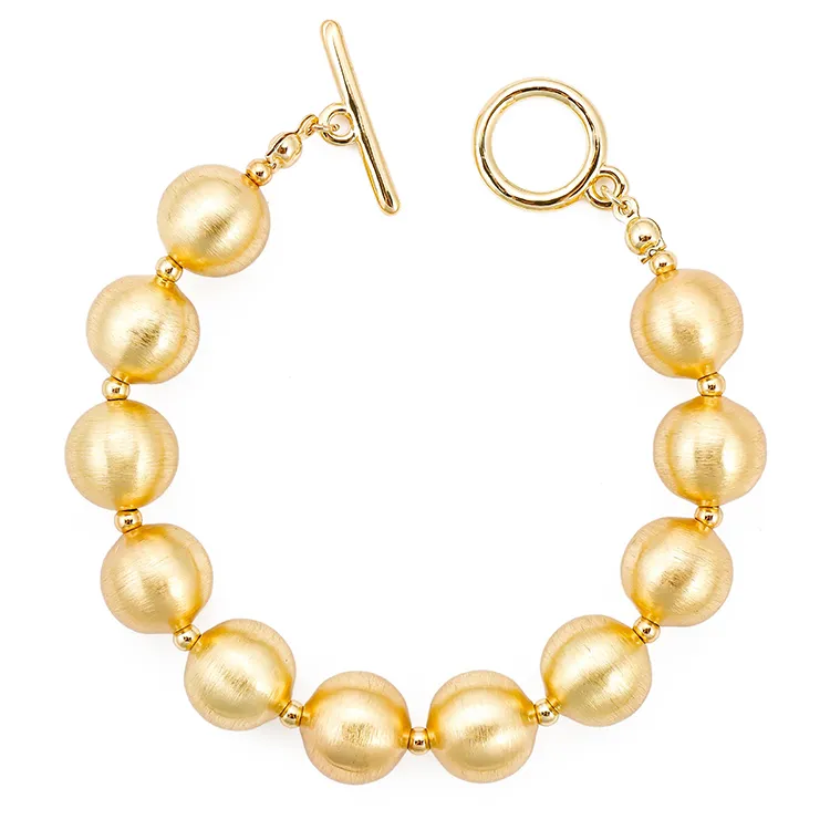 18K Brushed Gold Plated Beads Bracelets