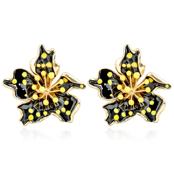 Enamel Painted Starflower Earrings with 18K Matte Gold Plated