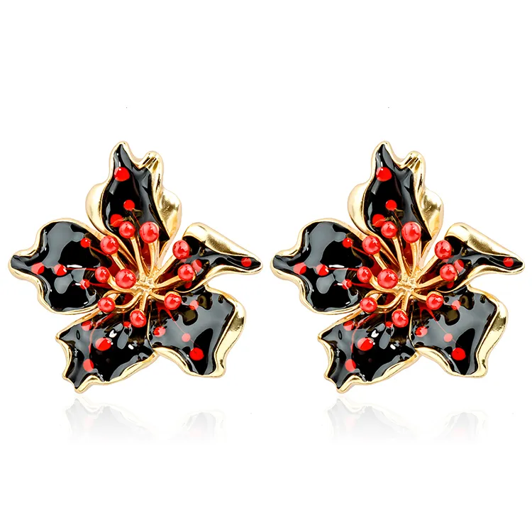 Enamel Painted Starflower Earrings with 18K Matte Gold Plated