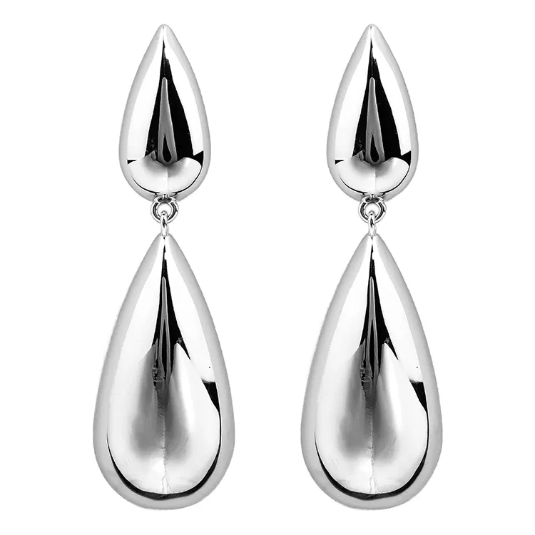 Silvertone Double Teadrop Earrings