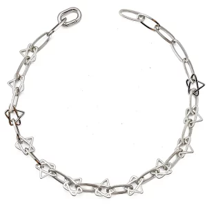 Silvertone Irregluar Starts Link Chain Necklace