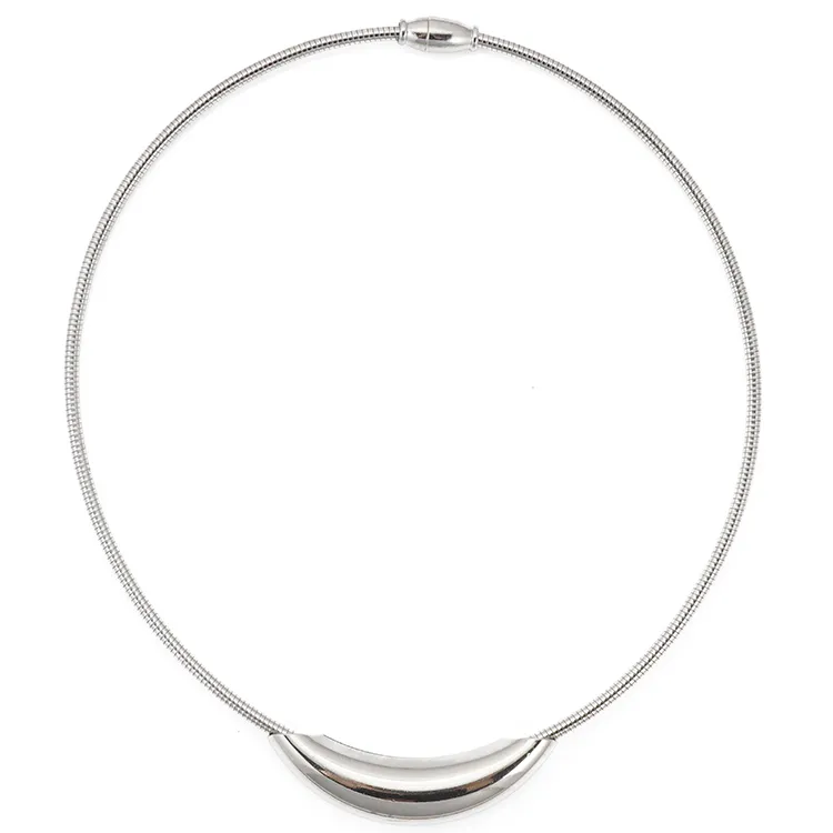 Statement Metal Curved Elastic Pipe Collar Chain