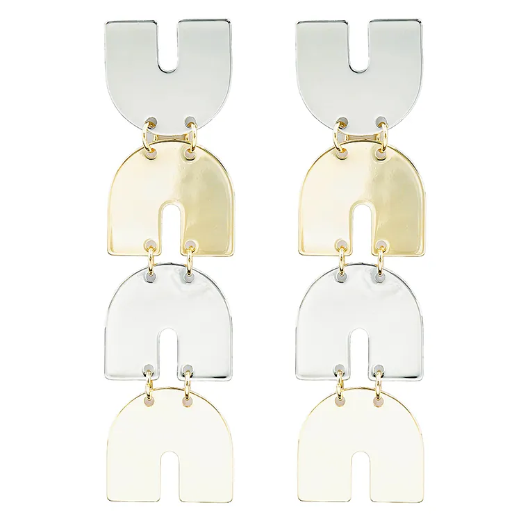 Twotone Triple U Shaped Earrings