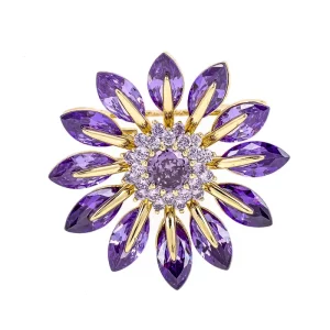 Exquisite Custom Color Zircon Flower Brooch Luxury Clothing Accessories Gift for Women