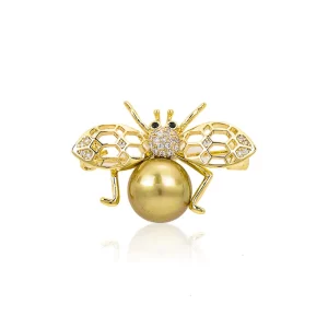 Personalized Vintage Jewelry Bee Brooch with Crystal