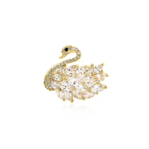 Gold Plated Customized Wedding Swan brooch for Women