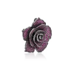 Cutom Elegant Brilliant Camellia Brooch with Purple Cubic Zirconia