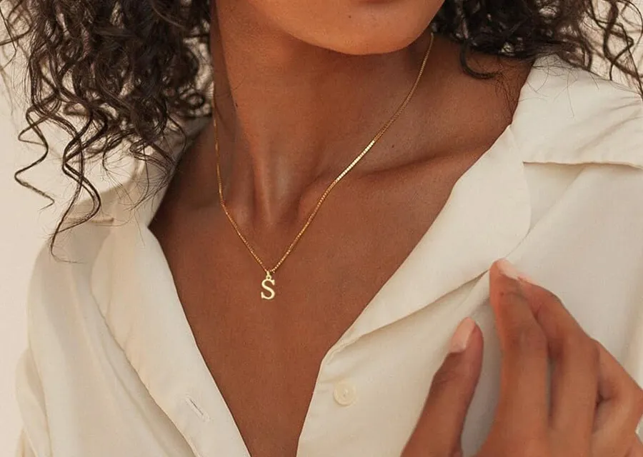 gold tone initial necklace