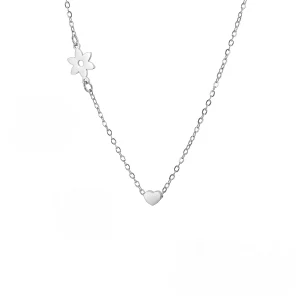 Custom Flower And Heart Pendant Necklace For Women