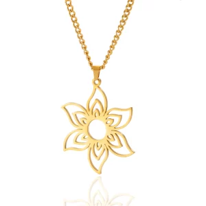 18K Gold Plated Hollowed Flower Charms Necklace