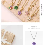 Colorful Zircon Flower Charms Necklace