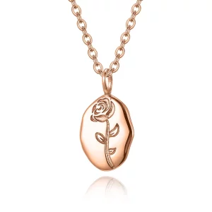 Wholesale Rose Gold Plated Rose Flower Birthday Necklace