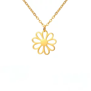 Custom 18K Gold Plated Hollowed Flower Pendant Necklace