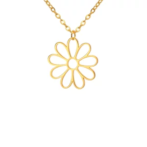 Custom 18K Gold Plated Hollowed Out Flower Pendant Necklace