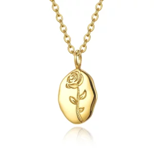 Wholesale 18K Gold Plated Rose Flower Birthday Necklace