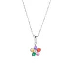 Colorful Zircon Flower Charms Necklace