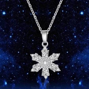 Wholesale Silver Plated Snowflake Flower Pendant Necklace