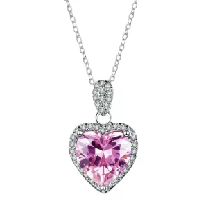 Wholesale Heart White And Pink Zircon Birthstone In October Necklace