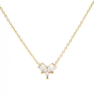 Wholesale Three Heart White Zircon Birthstone In April Necklace
