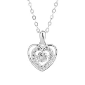 Haosen Heart Shape White Zircon Birthstone Necklace In April
