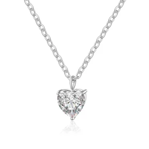 Factory Handmade Rhodium Plated Heart Shape Birthstone Necklace