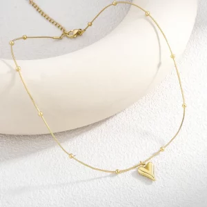 Factory Beads Thin Chain Heart Pendants And Charms Necklace