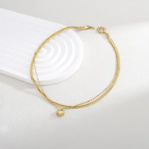 Wholesale Two Layered Heart Pendant And Charms Cuban Link Chain Necklace