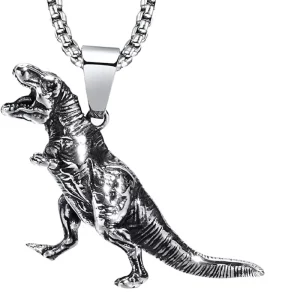 Stainless Steel Punk Rock Dinosaur Pendant Vintage Animal Dinosaur Pendant