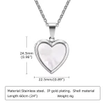 Custom White Shell Heart Shape Rhodium Plated Locket Necklace