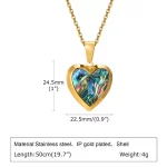 Custom Colorful Shell Heart Shape Gold Plated Locket Necklace