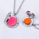 Wholesale Round Hollow Snowflake Pattern Aromatherapy Locket Necklace