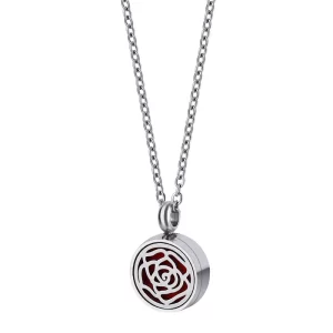 Wholesale Round Hollow Rose Flower Locket Necklace