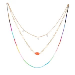 Three Layered Turquoise Pearl Necklace For Women