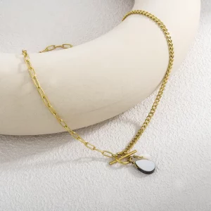 Double Link Chain With OT Buckle Necklace