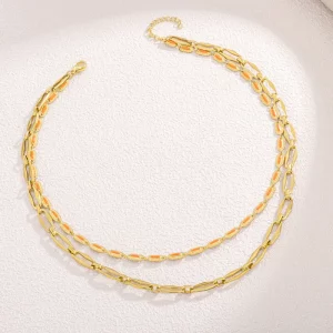 Two Layered Paper Clip Chain Necklace