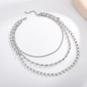 Three Layered Stainless Steel Colored Snake Chain Necklace