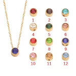Stainless Steel Colorful Zirconia Birthstone Necklace Gift for Birthday Months