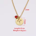 18K Gold Plated Personalized 12 Constellation Astrology Birthstone Necklace
